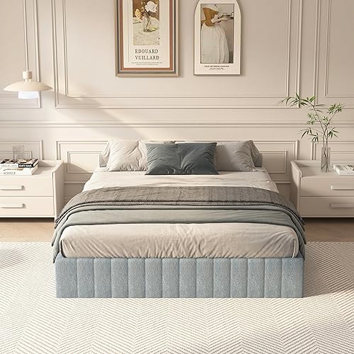 Miniatura 5 de Base de colchón con tela tapizada, base de colchón de metal resistente de 9 pulgadas, base de colchón de metal negro resistente de alto perfil para