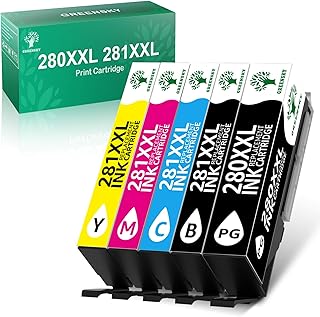 GREENSKY Compatible Ink Cartridge Replacement for Canon 280 281 Ink PGI-280XXL CLI-281XXL PGI 280 CLI 281 for Canon TR7520 TR8520 TS6120 TS6220 TS8120 TS8220 TS9120 TS9520 TS9521-5Pack