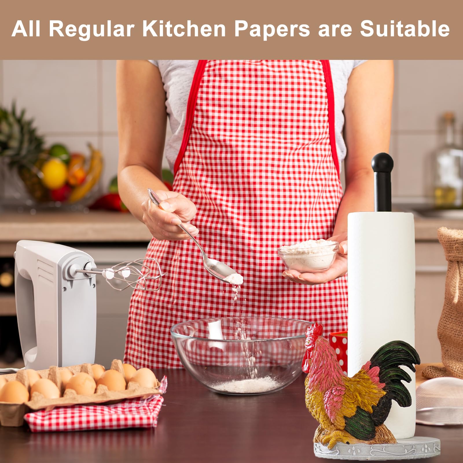Soporte para toallas de papel de cocina de gallo – Accesorios de decoración de cocina para el hogar – Toallero de resina para encimeras – Regalos para los amantes del gallo 6