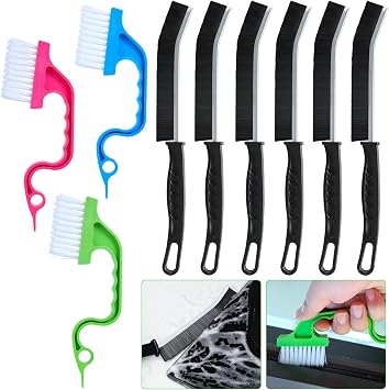 Crevice Cleaning Brush, Bathroom Tile Groove Gap Cleaning Brush, Crevice Cleaning Tool, Multifunctional Hard Bristle Magic Brush with 15  Angle for Home Kitchen Window Vehicle9Pcs