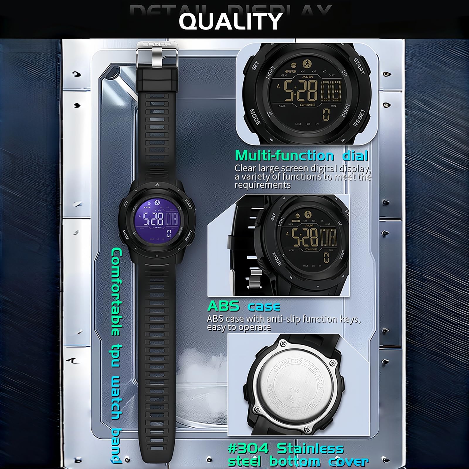 Flintronic Montre Podomètre, sous-Marin Montre de Plongée, Pédomètre Montres Bracelet Homme avec Comptage de Pas Calories Distance, pour Garçons et Filles Enfants
