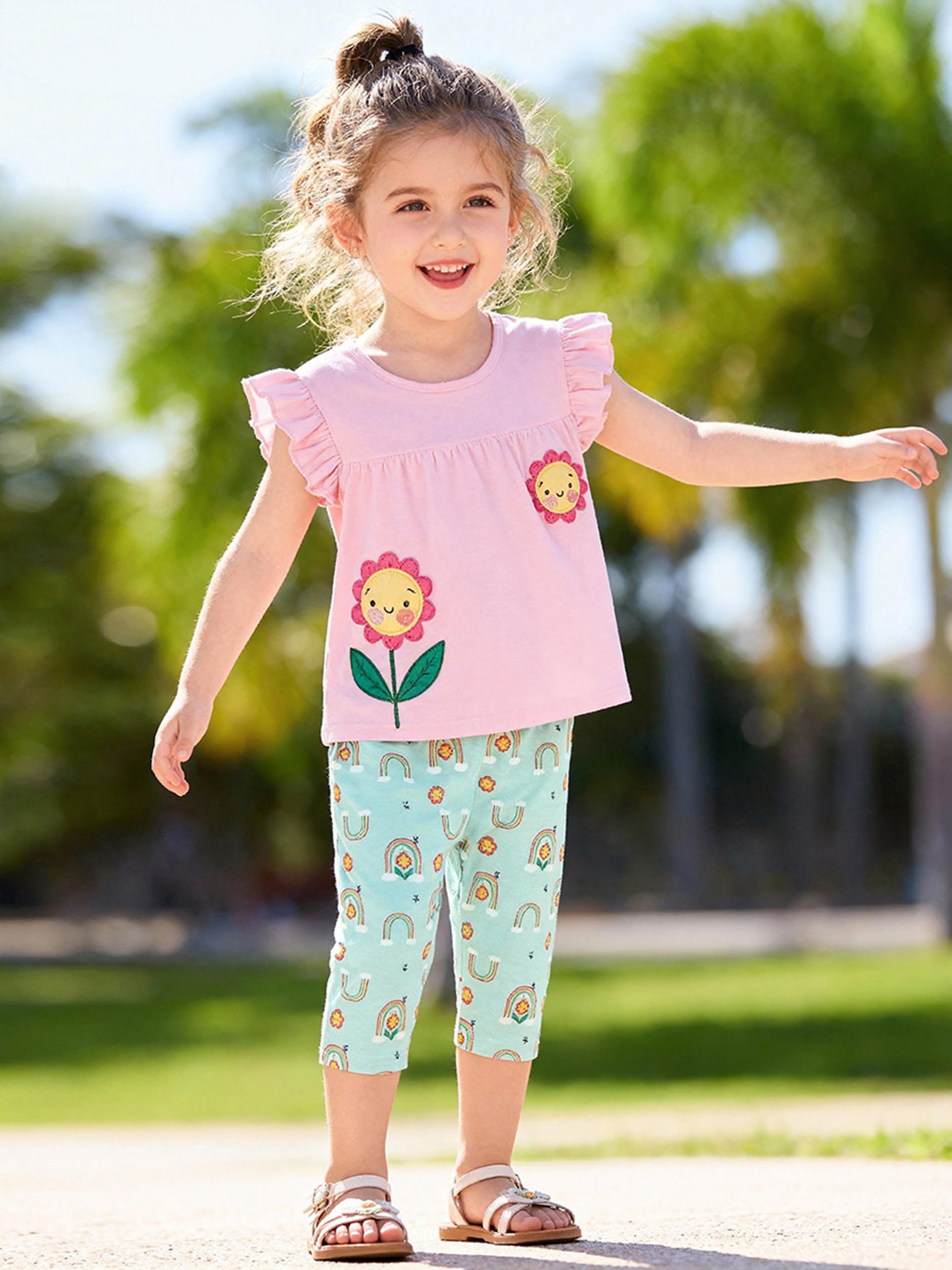 Mädchen Sommer Bekleidungsset Kleinkinder T-Shirt kurze Hose Set Einhorn Kaninchen Schmetterling Tänzer Kleidung Set Kinder 2 Piece Set Größe 92 98 104 110 116 122