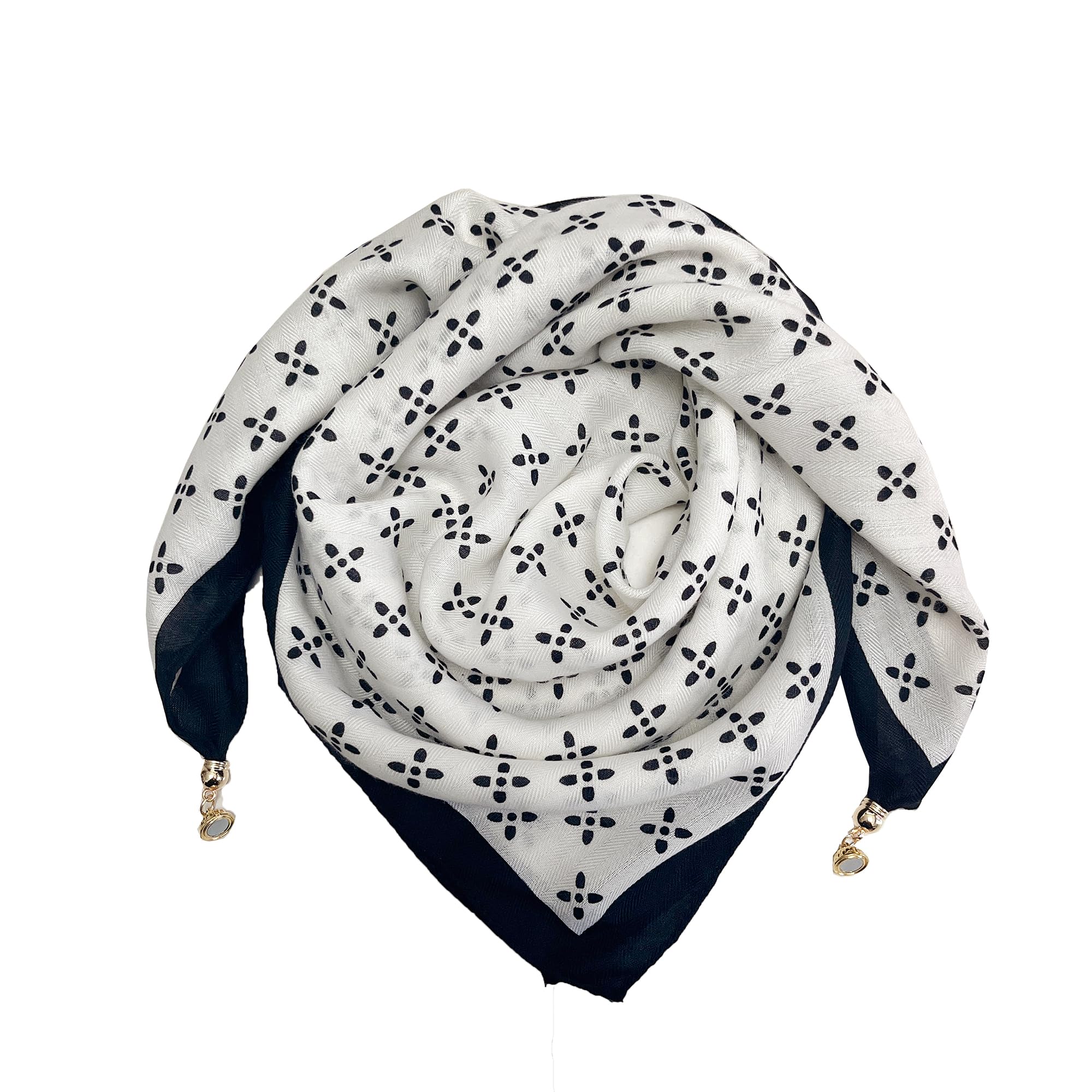 Zzxlw Damen Schal Magnet Hals Winter Mode Bequeme Halskette Muster Vintage Halstuch Wärmeschutz Komfort Büro Arbeitsschal 70 * 70cm