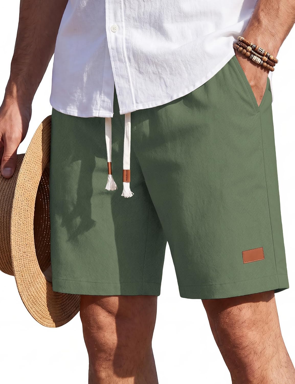 TACVASEN Men's Casual Cotton Shorts Summer Beach 7 Inch Lounge Shorts