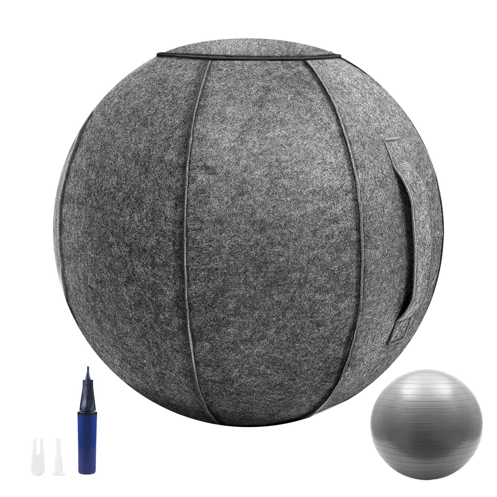 Joywell Felt Sitting Ball Chair for Office, Dorm and Home, Stability and Fitness, Lightweight Self-Standing Ergonomic Posture Activating Exercise Ball with Handle & Cover, Classroom & Yoga
