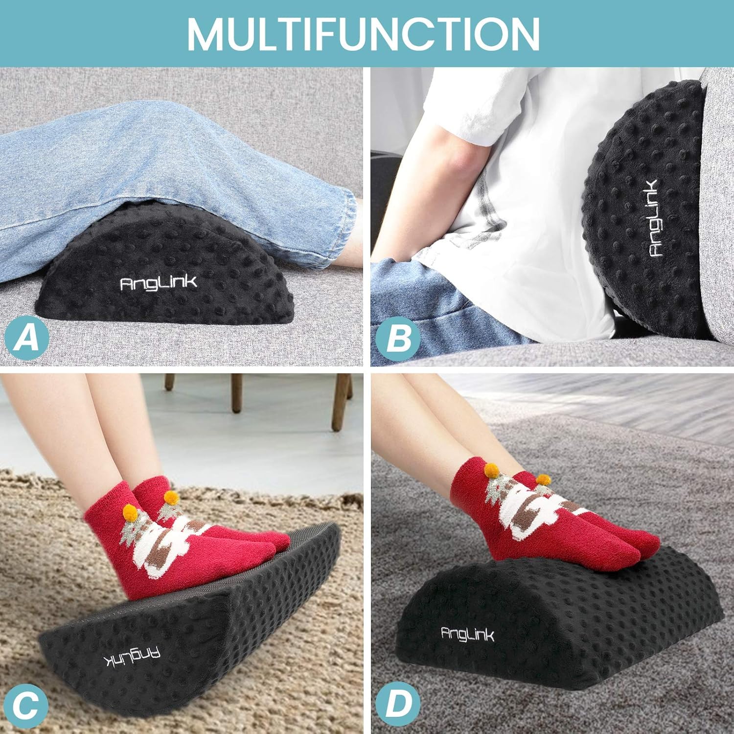 Anglink Office Under Desk Foot Rest, Ergonomic Footrest Cushion with Massage Textured Surface & Non-Slip Micro Beads for Home Work : Office Products