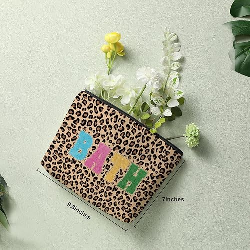 Miniatura 2 de Decohim Bolsa de maquillaje con estampado de leopardo Bolsa de cosméticos inicial personalizada, Yellow208