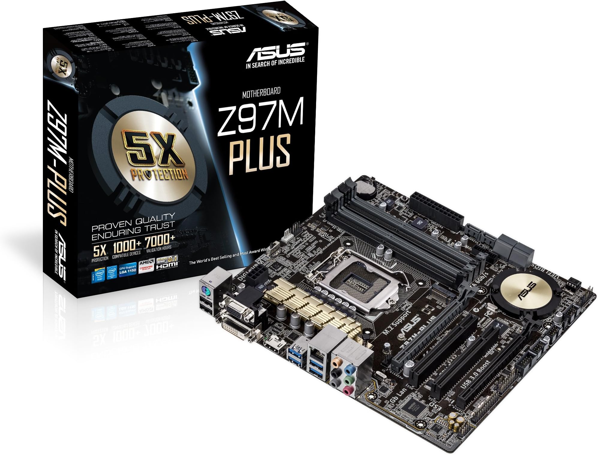 Asustek Computer Z97m-plus S1150 Z97 Matx Vga+SND+gln+u3+m2