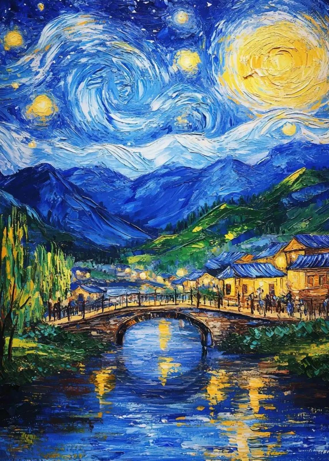 Yocheng Abstract Landscape Poster Prints House Night Canvas Painting Wall Art For Living Room Home Decor 30x40cm No Frame