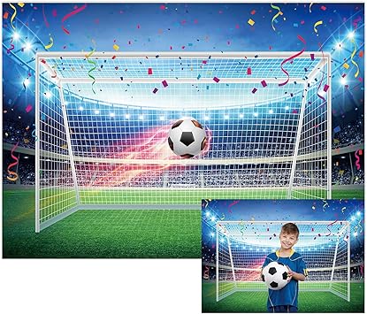 Amazon Com Allenjoy 7 X 5 英尺 約2 1 X 1 5 公尺 足球背景幕布足球場地體育館燈光攝影背景 適合男孩新生兒嬰兒派對運動主題生日派對裝飾橫幅肖像照亭道具