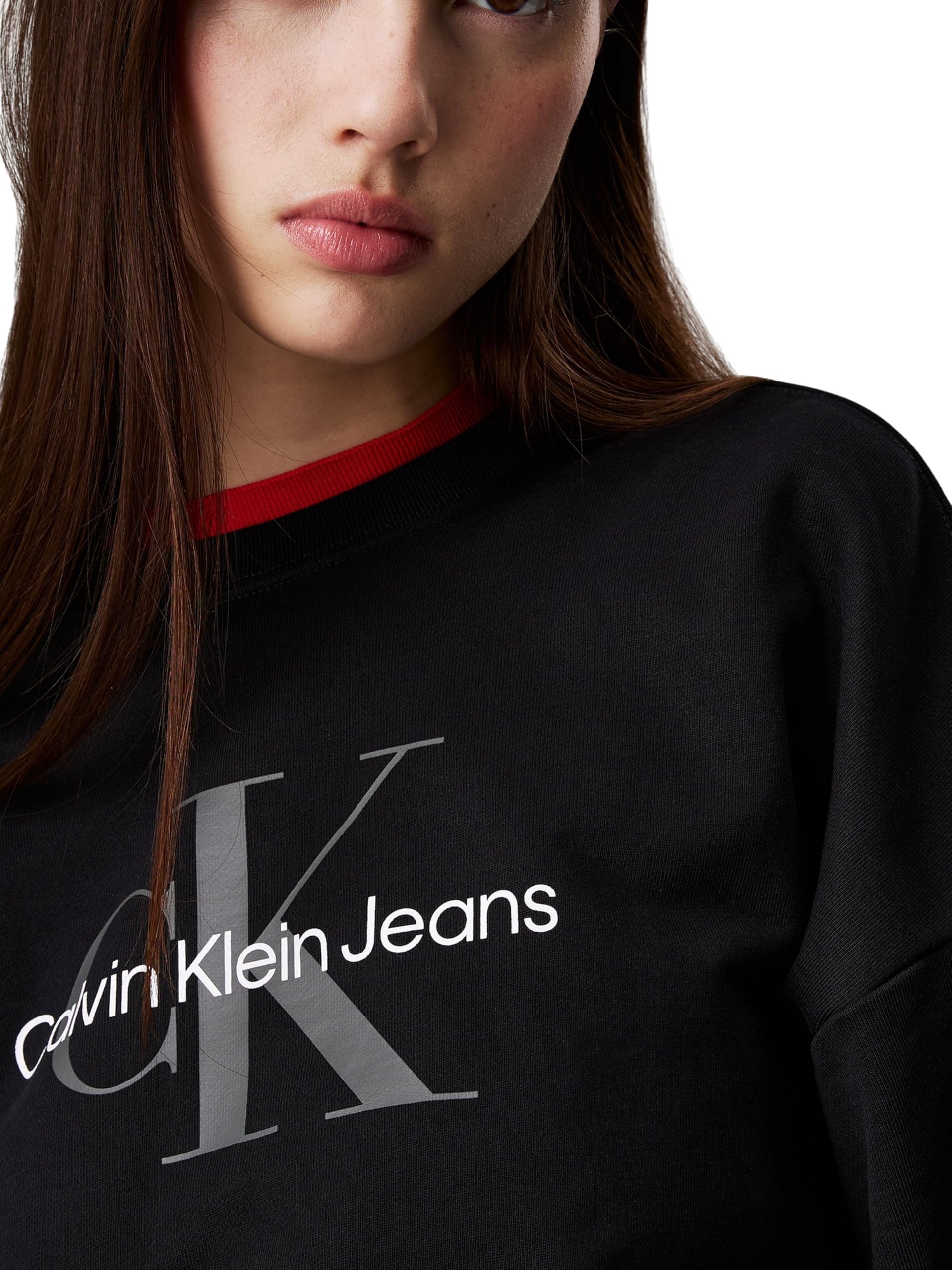 Calvin Klein Donna Felpa Monologo French Terry con Scollo Rotondo