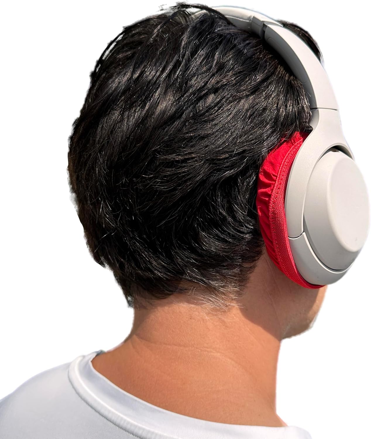 RadiArmor RF Blocking Headset Covers – Shielding for On-Ear Wireless Headsets, Headphones – Reduces RF Exposure Between 90-98% – Fits Most On-Ear Headsets (Red, Medium)