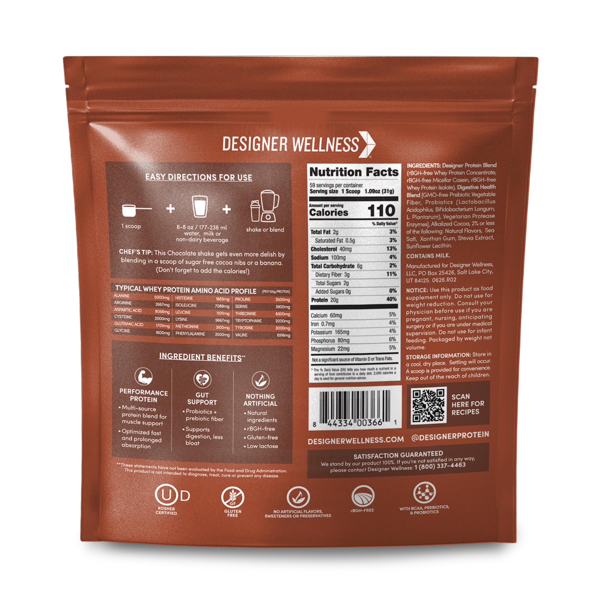 Designer Wellness, Chocolate, Designer Whey Protein Powder, 4 lb — Amazon image 2
