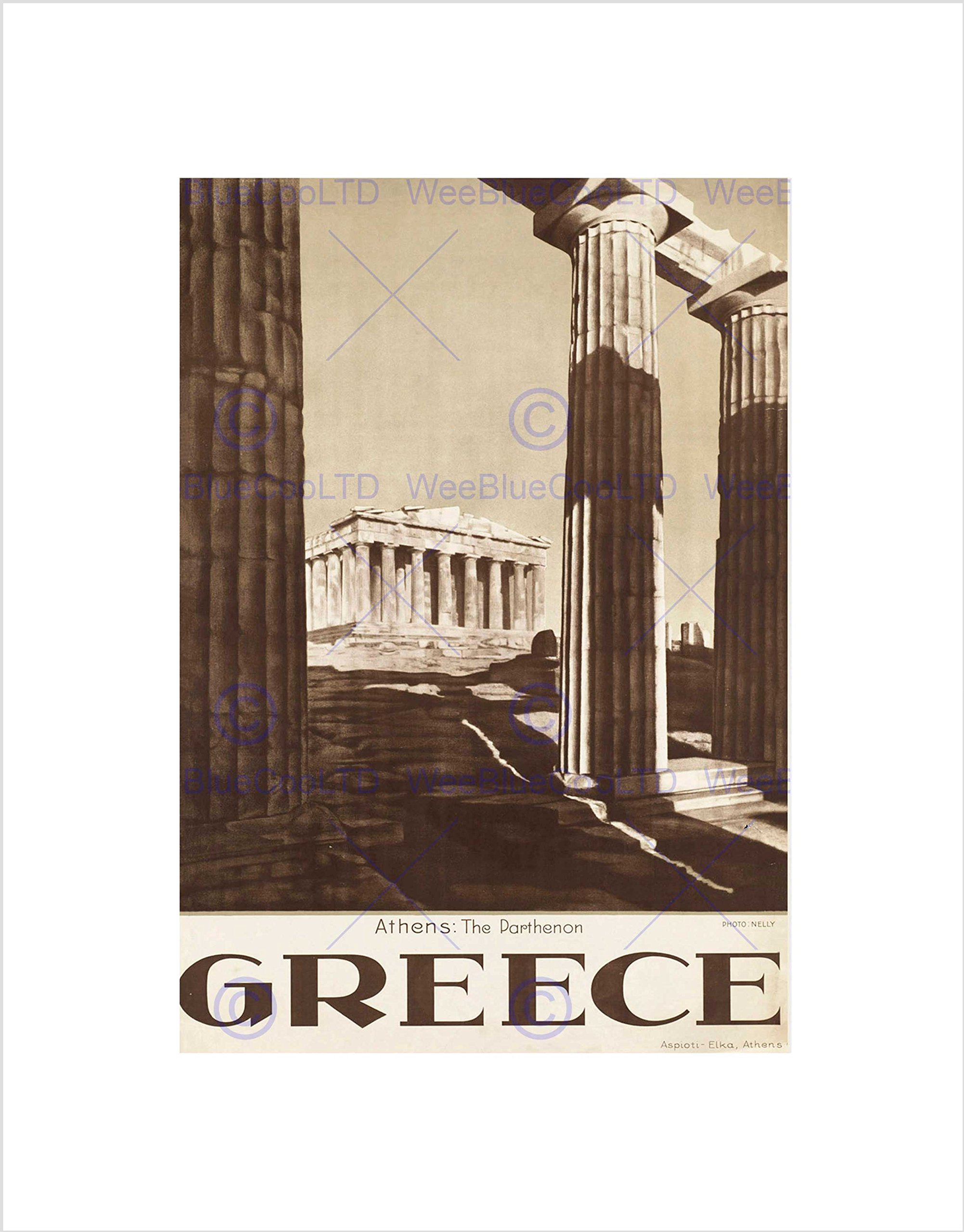 Wee Blue Coo Travel Athens Greece Parthenon Acropolis Ancient Column Wall Art Print