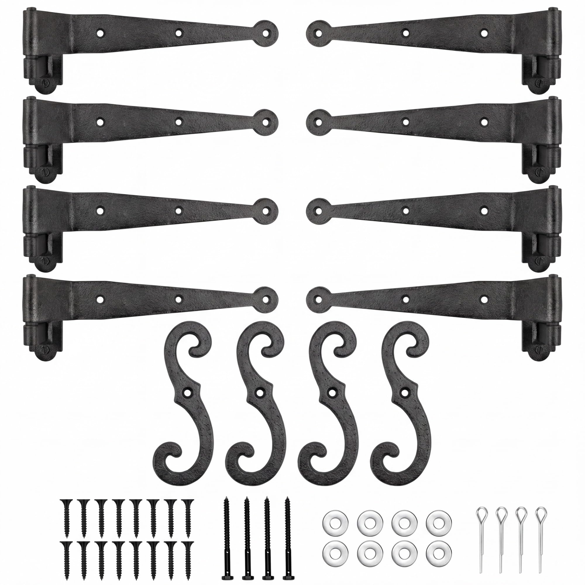 8 Pcs Steel Blind Shutter Hinges Black Pintle Strap Hinge Set