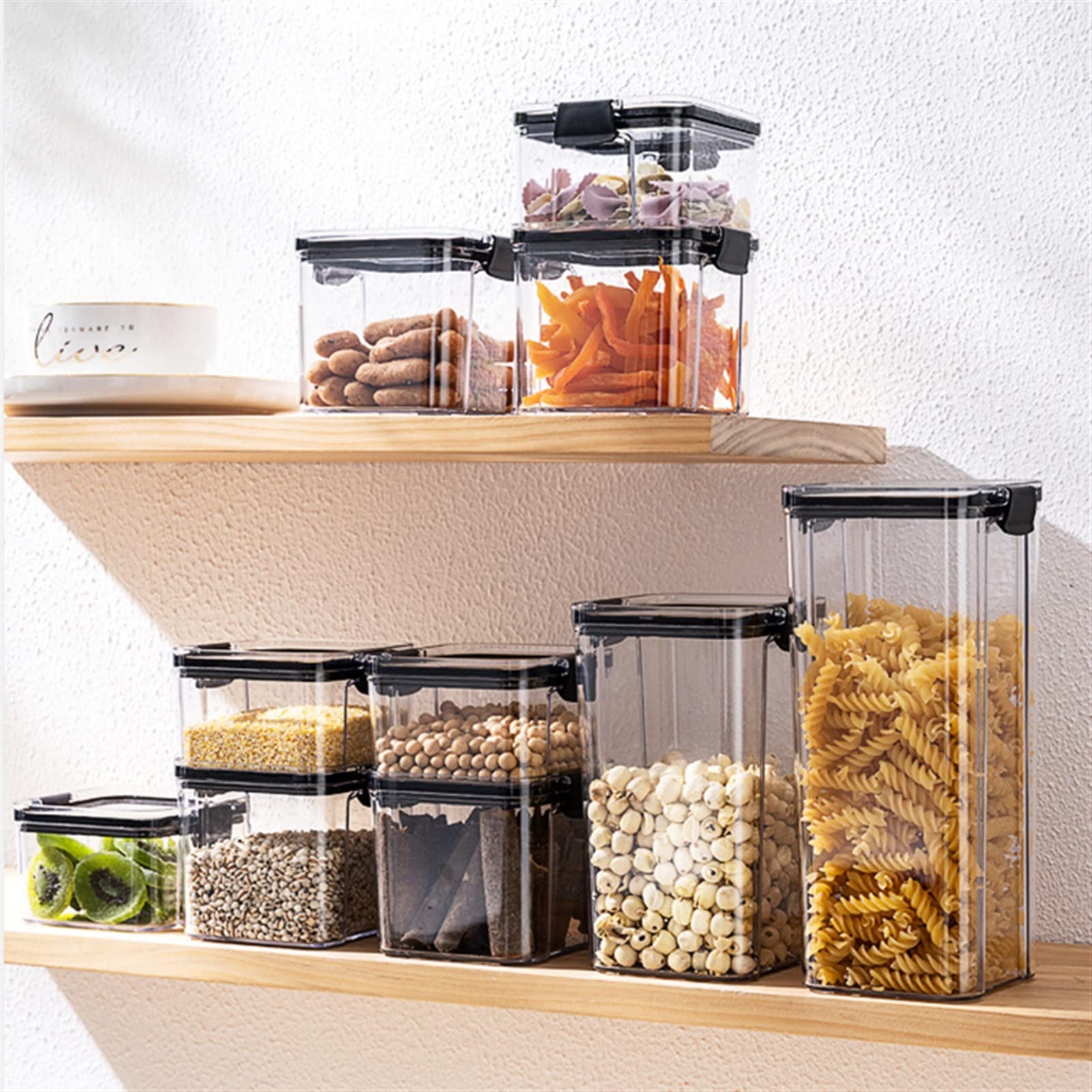 Set di contenitori Trasparente Plastica Storage Jar Kitchen Frigorifero Frigorifero contenitore alimentare interamente cereali da noce spice serbatoio di stoccaggio contenitori da cucina set Dispense