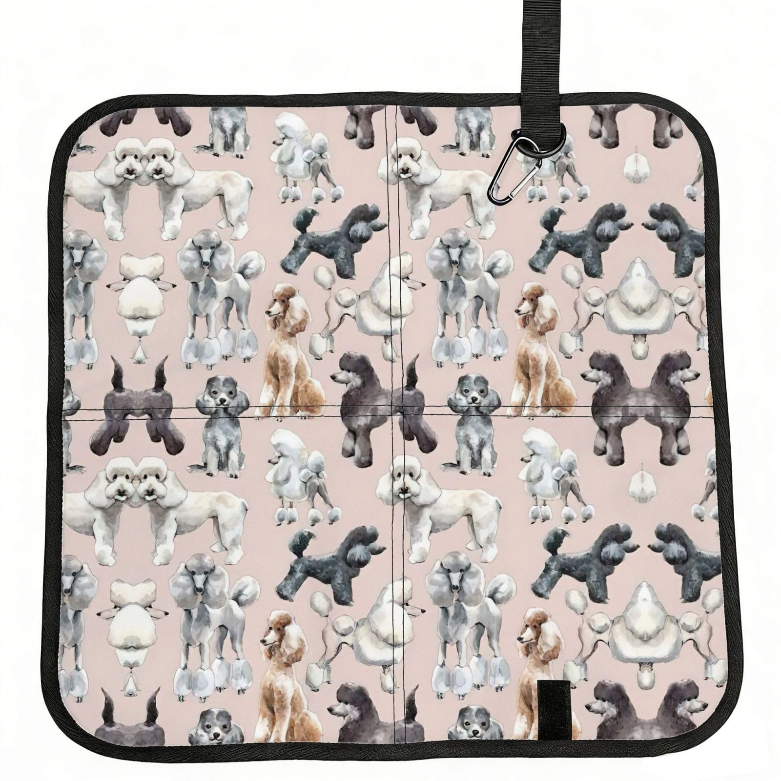 eeprty Oodles of Poodles Printed Portable Seat Cushion Strap, Foldable Pad for Stadium Bleachers Hiking Travel