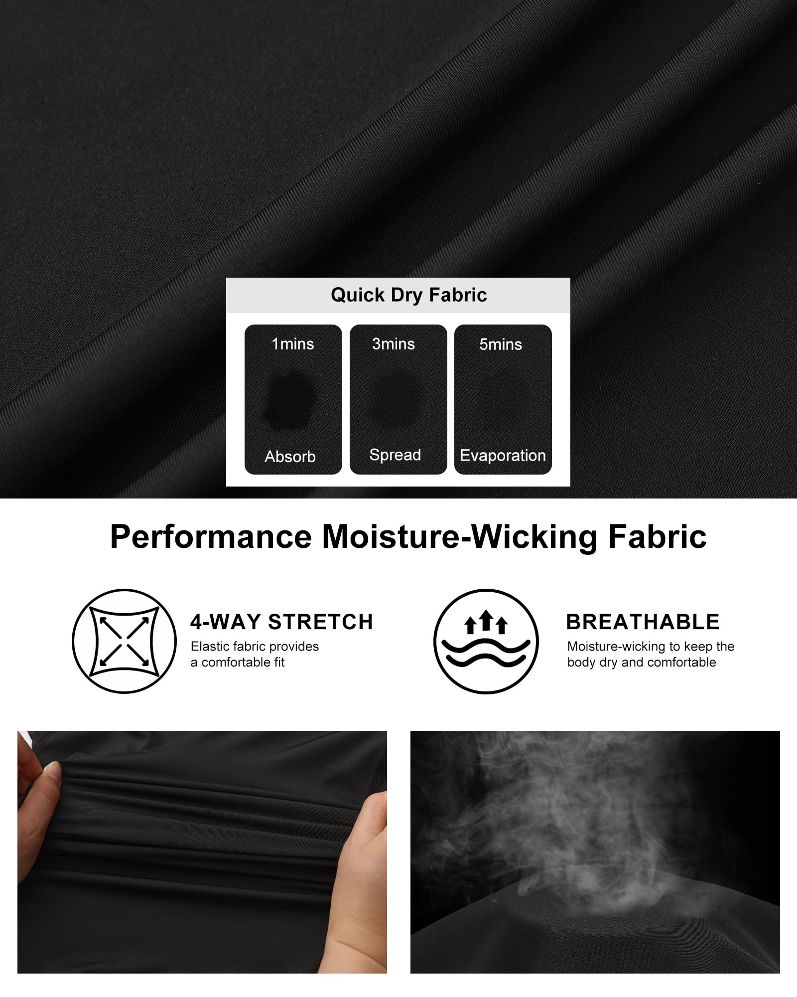 NebuKinex Lot de 5 t-shirts de compression pour femmes à manches longues pour l'entraînement, sous-vêtements de sport à séchage rapide, pour la gym, le yoga et la course à pied