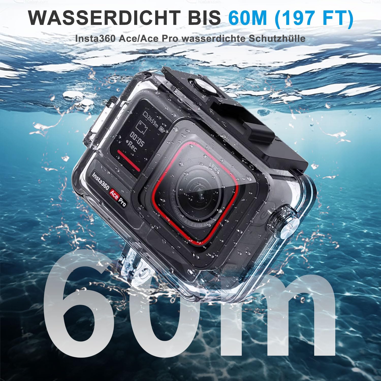 FitStill 50 M/164 FT Wodoodporna obudowa do Insta 360 ace Pro, pyłoszczelna i wodoodporna, obudowa do nurkowania z akcesoriami wspornikowymi, odpowiednia dla Insta 360 ace Pro