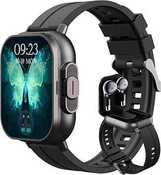 Smart Watch with Earbuds, Make/Answer Calls Bluetooth Earphones, Fitness Tracker Heart Rate Blood Pressure Monitor Sleep Tracker, Pedometer Step Calories Counter Smartwatches for iOS Android