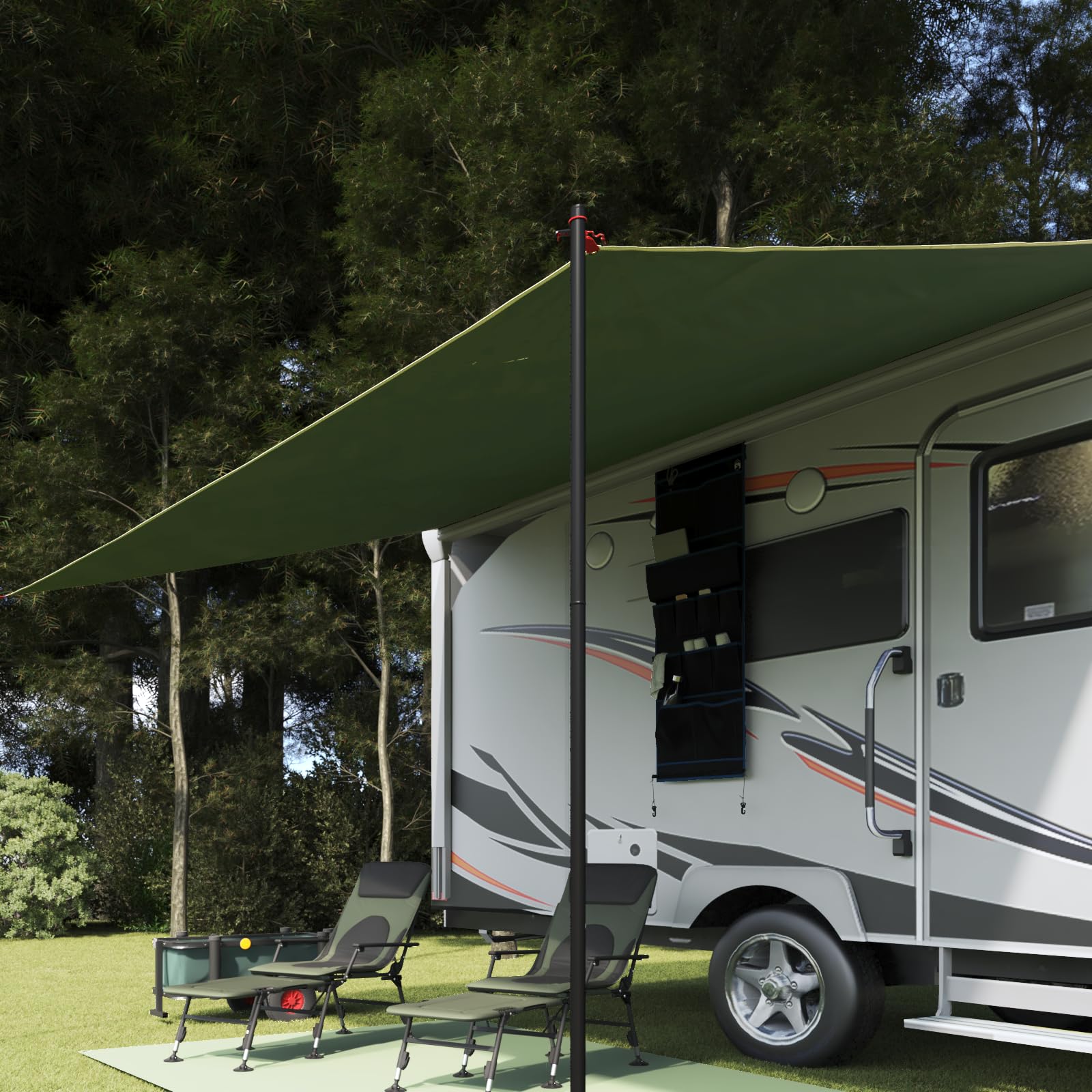 Telone impermeabile da campeggio, verde, 460 x 240 cm, robusto telo per esterni con protezione UV, ultraleggero per escursioni, con picchetti e corde