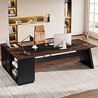 Tribesigns 78" L-Shaped Executive Desk with Drawers, File Cabinet & Shelves - Modern Walnut Home Office Computer Desk