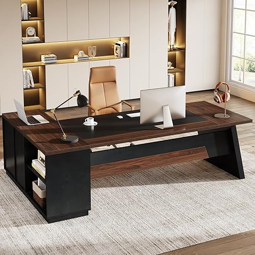 Tribesigns 78" L-Shaped Executive Desk, Large Office Desk with Drawers