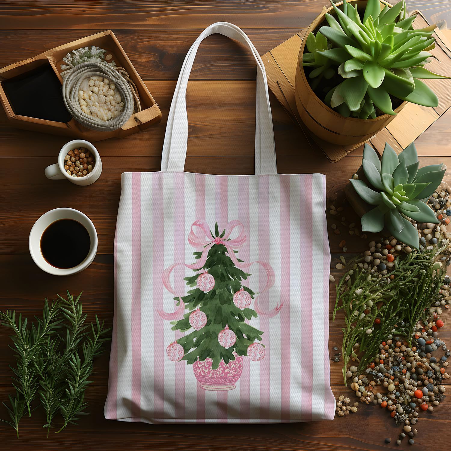 JINYO Preppy Canvas Tote Bag, Inspirational Tote Bags for Women - Image 4