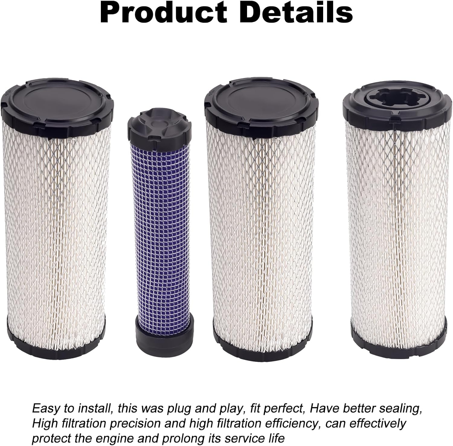 TIANYAN 11013-7044 Outer Inner Air Filter 11013-7045 Compatible with Kawasaki FX850V FX730V FX691V FX801V FX751V FX1000V FH680V 11013-7020 11013-7019 JD M131802 Kohler 25-083-01-S P821575 P822858 2Pcs