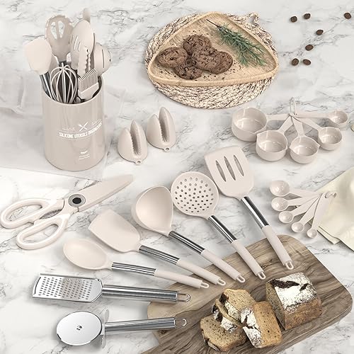 Miniatura 2 de AIKKIL Juego de utensilios de cocina de cocina, juego de espátula de silicona resistente al calor con soporte, 30 piezas de utensilios de cocina