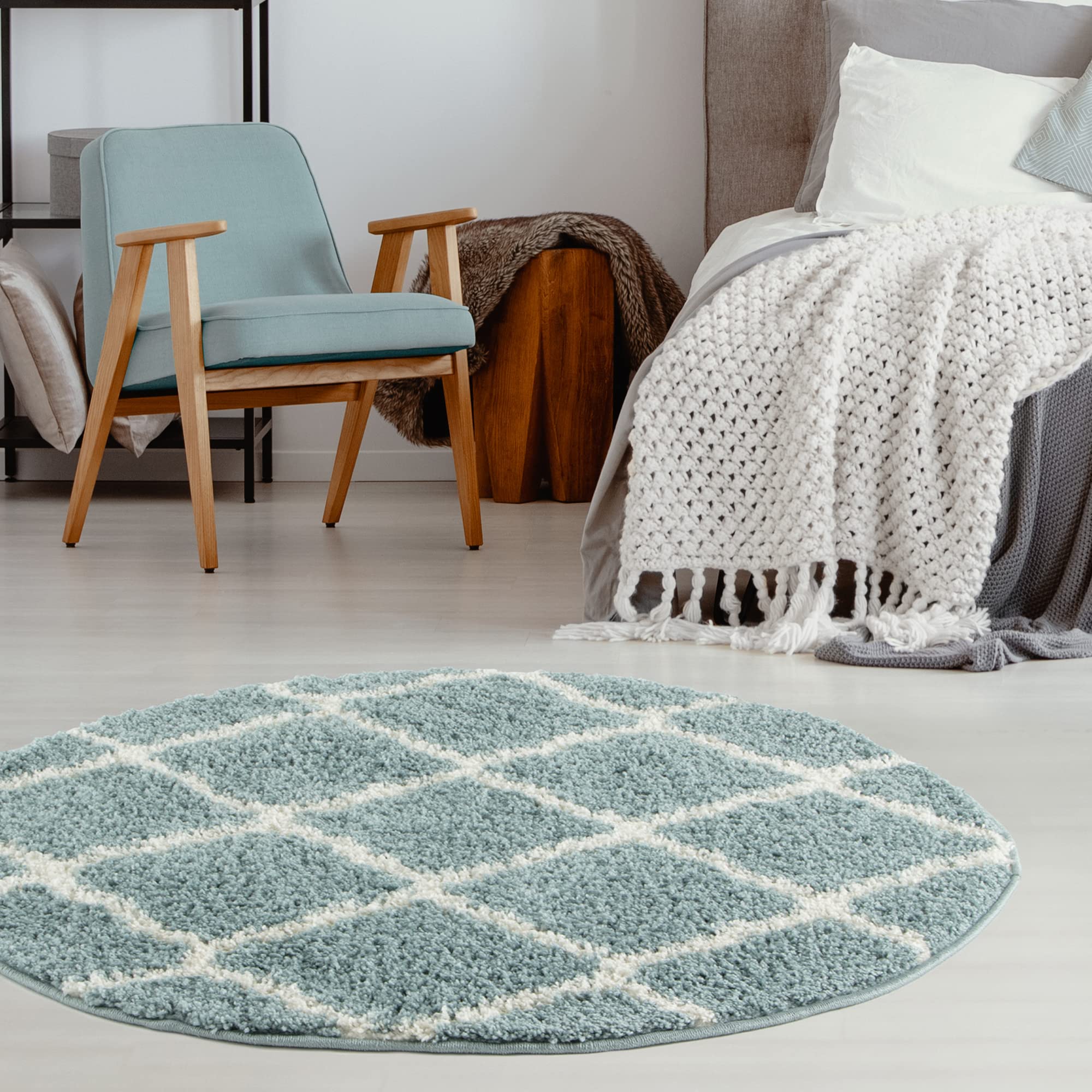 Myshaggy Collection Rugs Moroccan Design in Duck Egg Blue