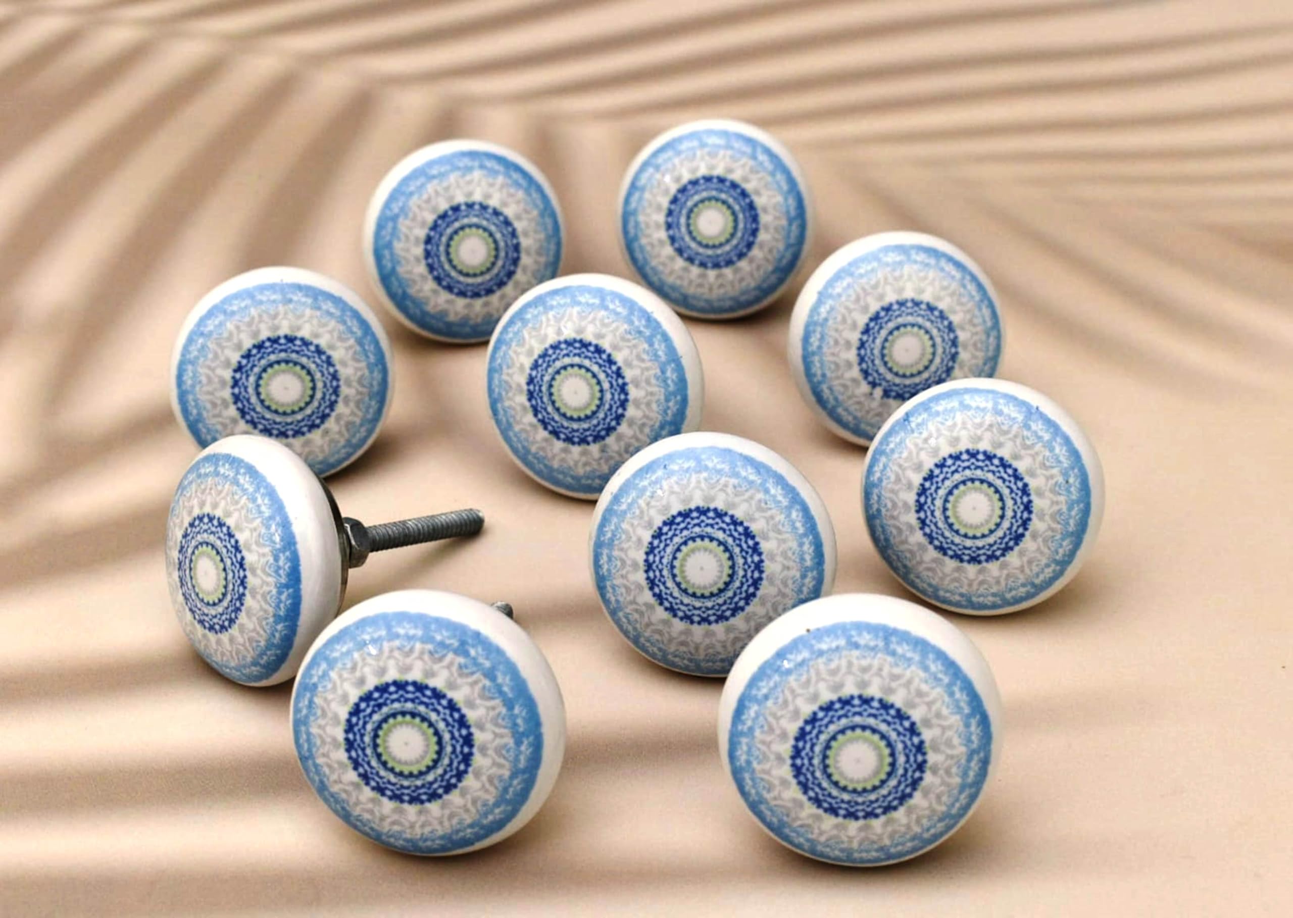 ARTISNO Keramikknäufe, mehrfarbig, für Küchenschrank, Schublade, Hardware, handgefertigt, Schrankknäufe, Keramik-Türknäufe, 10 Stück (Design 1)