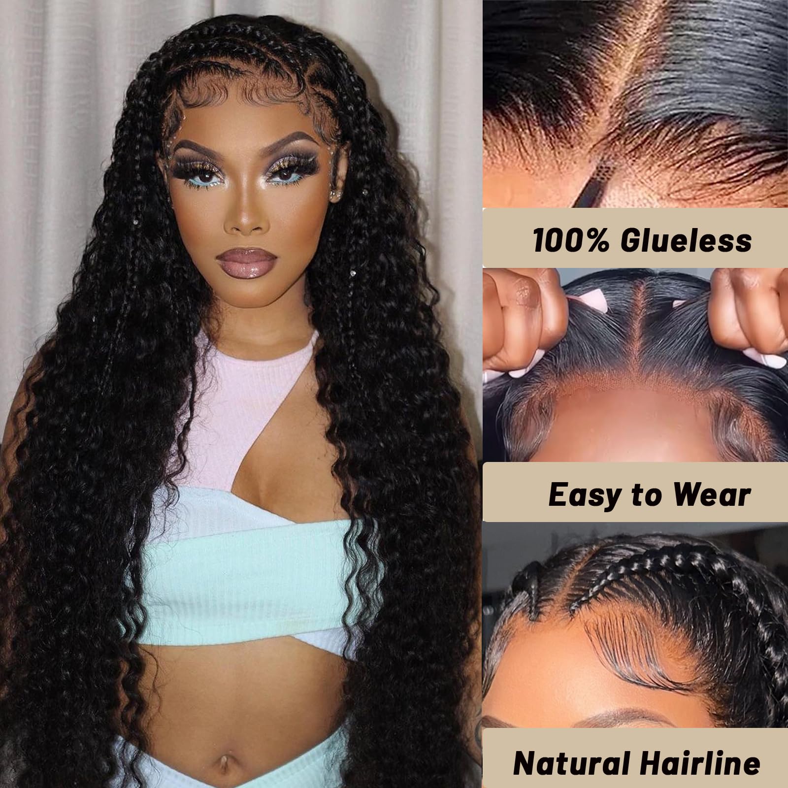 Amazon.com : 32 Inch Glueless Wigs Human Hair Pre Plucked 