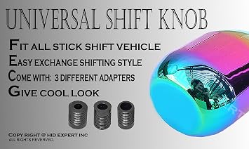 ICBEAMER Neo Chrome Aluminum 2.5 Shift Knob | Fits Automatic and 4, 5, 6 Speed Manual Transmission Vehicles | Interior Car Gear Lever Stick Shift Handle | Automotive Replacement Parts | 1 Piece