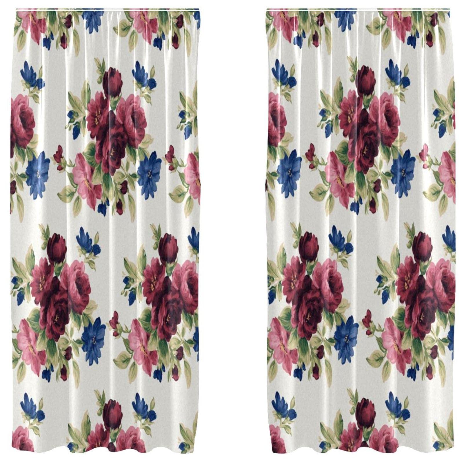 Cortinas de dormitorio con estampado floral acuarela para salones luminosos
