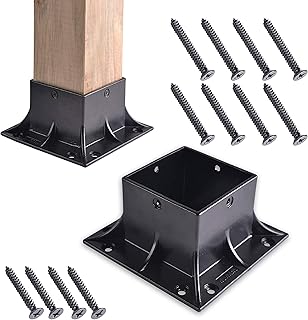 kjxxkj 4x4 (Actual 3.5x3.5) Inch Heavy Duty Stainless Steel Wood Post Base Cover Skirt Flange with Screws for Deck Porch H...