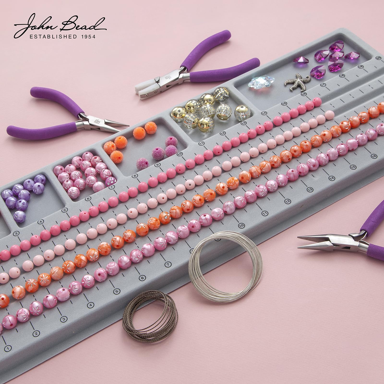 John Bead Plastic Bead Board 21x8in Grey