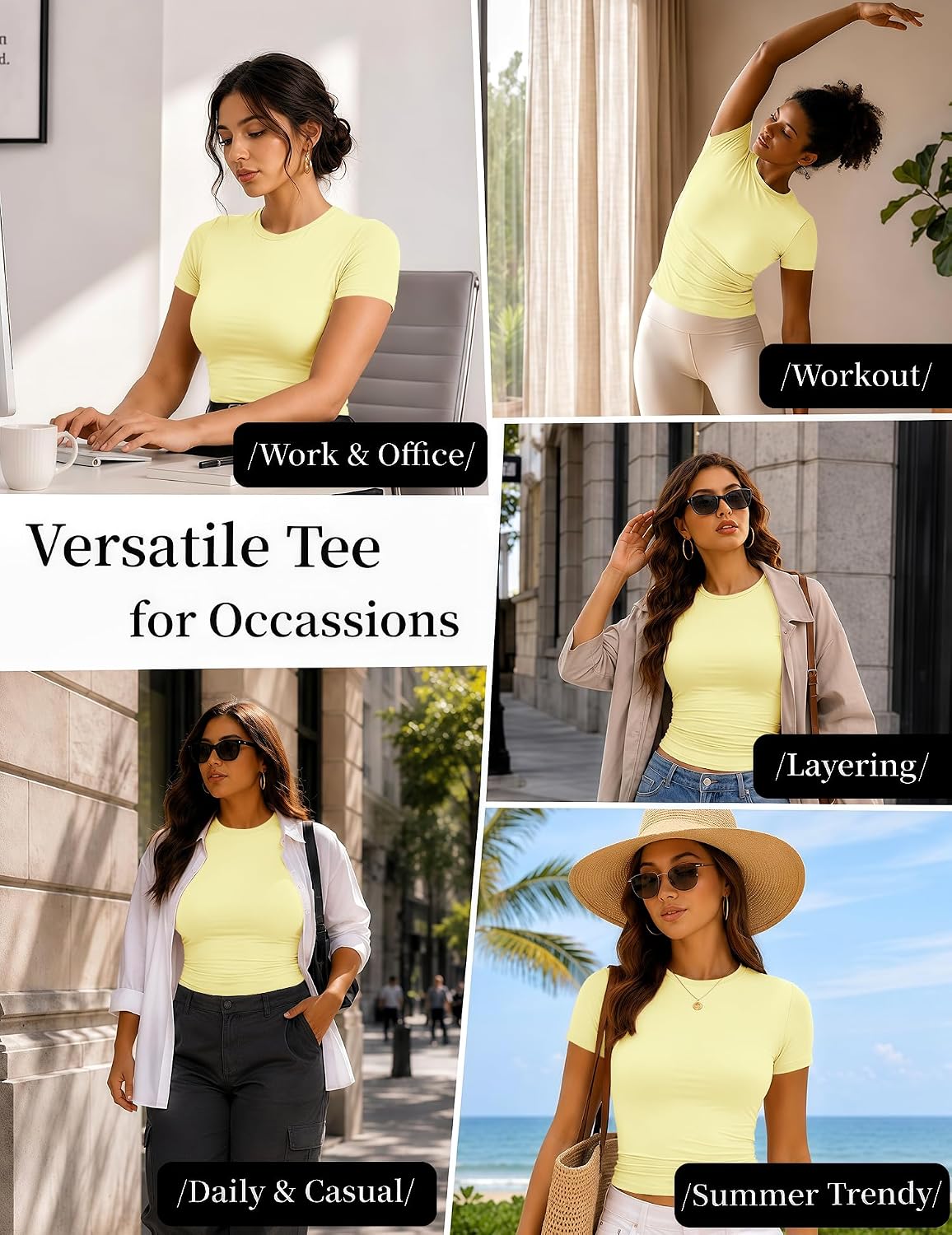 LanGui Womens Short Sleeve T Shirts - Cotton Tshirt Crew Neck Fitted Basic Tee Soft Cute Y2K Tops for Summer Trendy Going Out