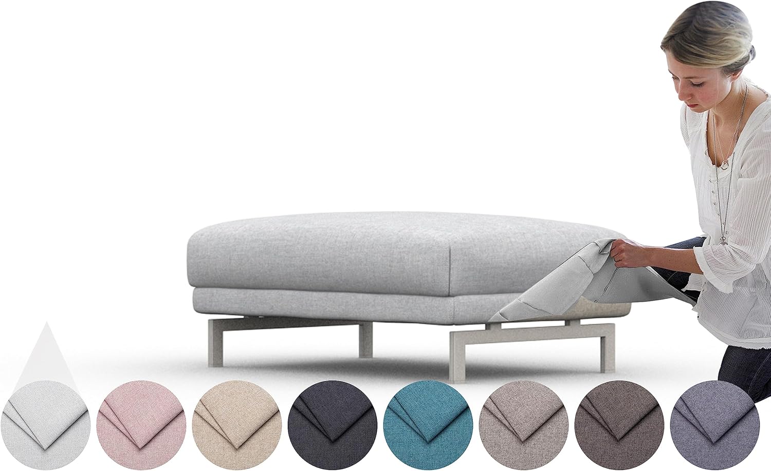 comfortly | Cover for Nockeby Footstool, Replacement Slipcover, Heavy Duty 1 pcs Cover, Pets and Stain Proof Durable Nano-Tech Fabric, Easy to Clean & Replace (Cashmere Blends - Anthracite)