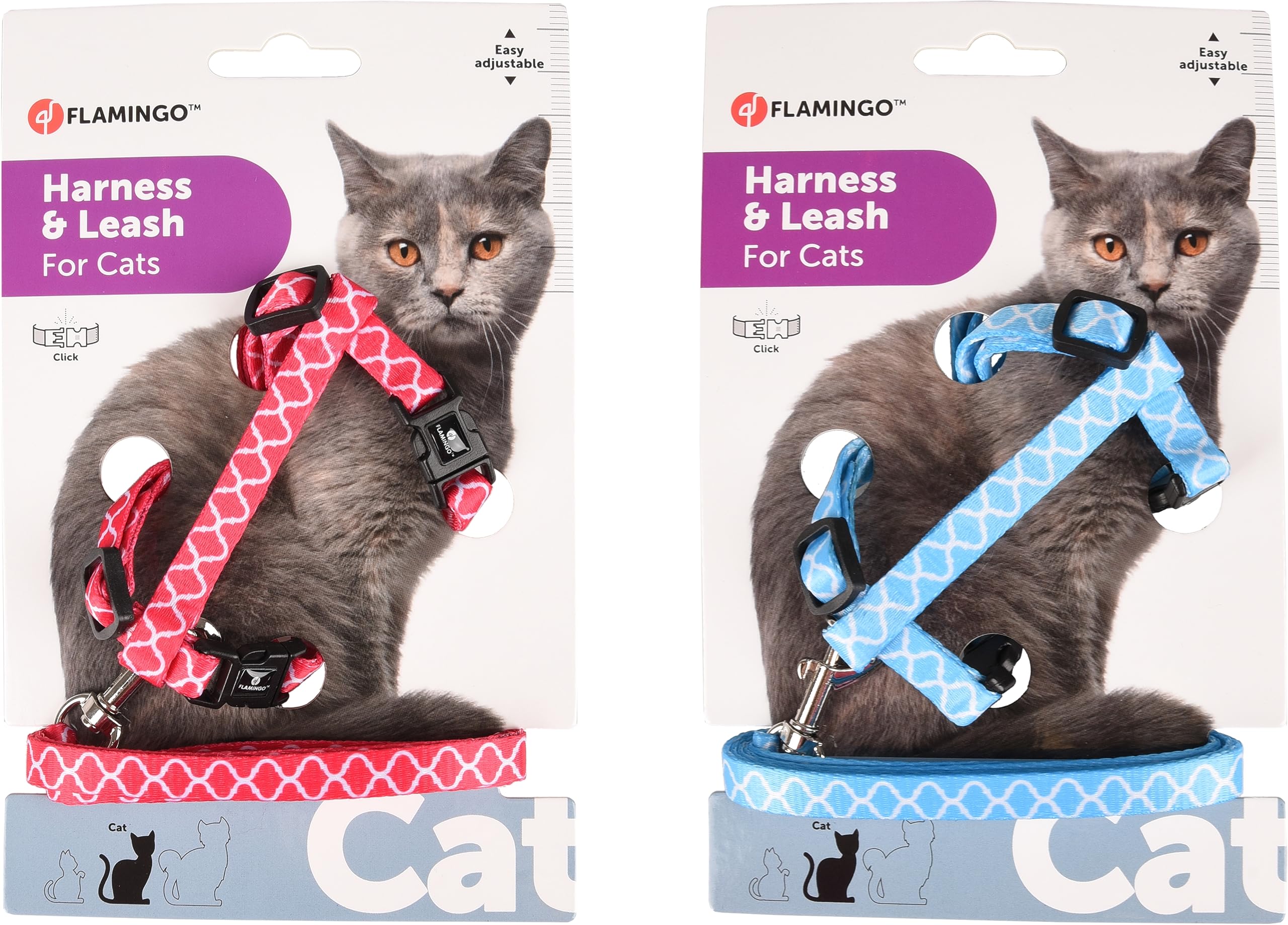 Flamingo Cat Harness with leash Amsi Multiple colours 20-35cm 25-45cm 100cm 10mm