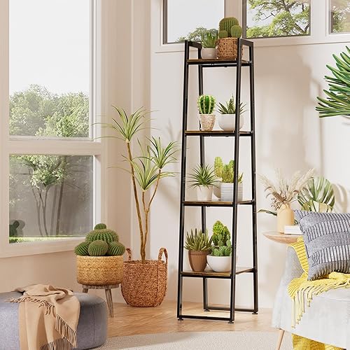 Miniatura 2 de Simple Trending Soporte para plantas de interior de 4 niveles con 3 luces de cultivo ajustables, estante de escalera de metal y madera resistente