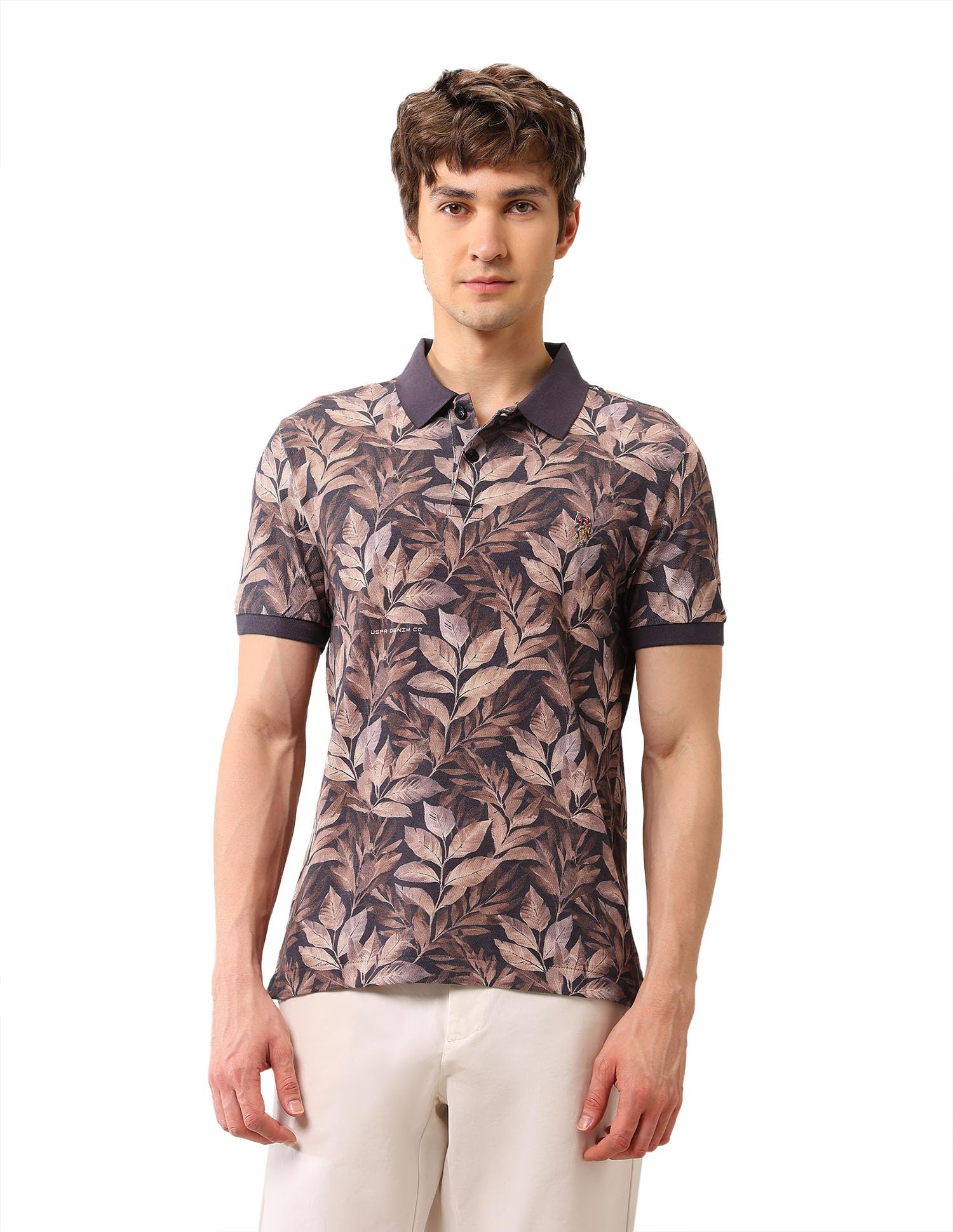 Denim Co. Men's Tropical Printed Pure Cotton Polo Shirt-image-35