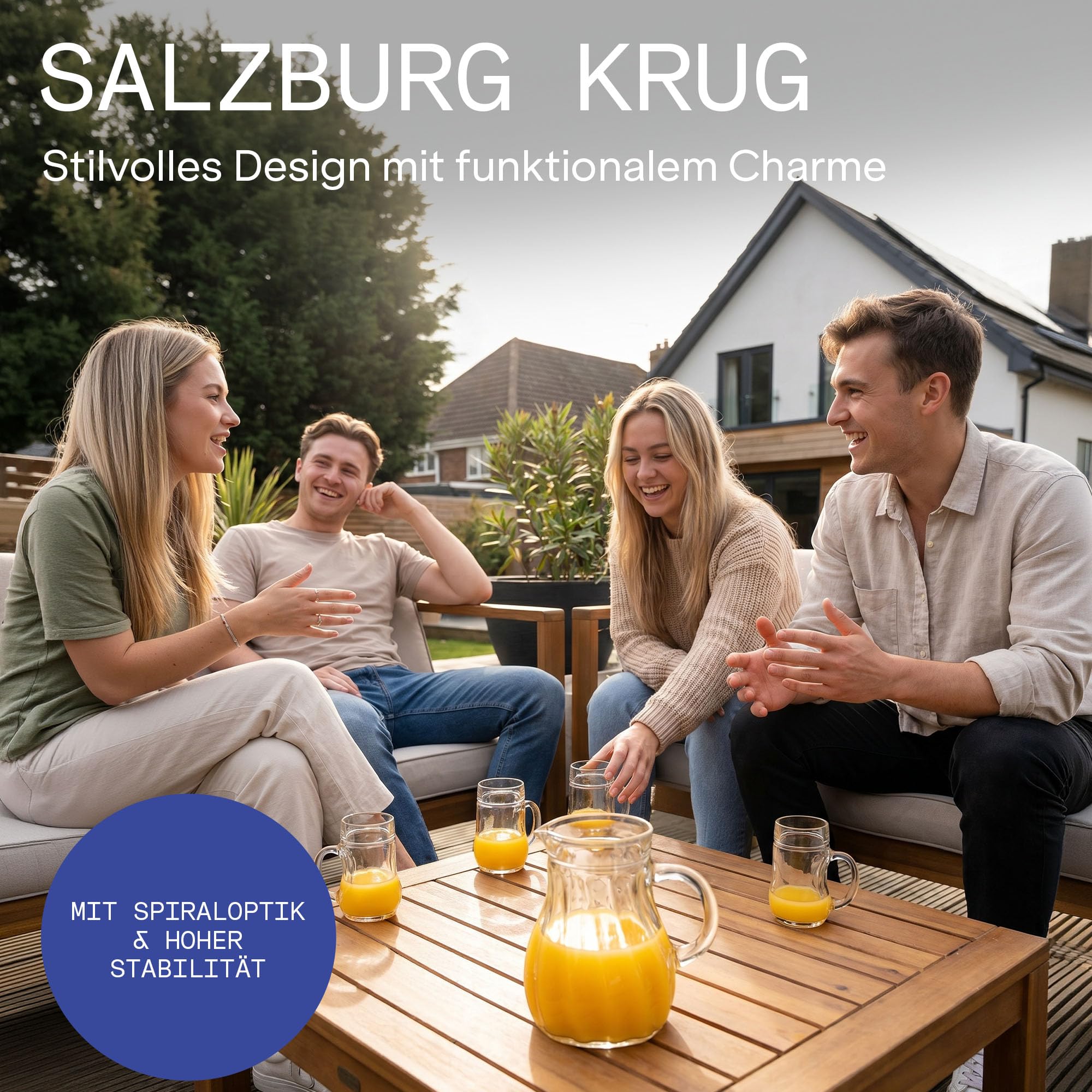Oberglas Salzburg Wasserkrug Krug Wasserkaraffe 125 ml, 6er-Set | Kleine Salzburg Glaskrüge, Wasserkaraffen, Limonadenkaraffen & Saftkrüge für Wasser, Saft, Limonade & vielseitiges Servieren