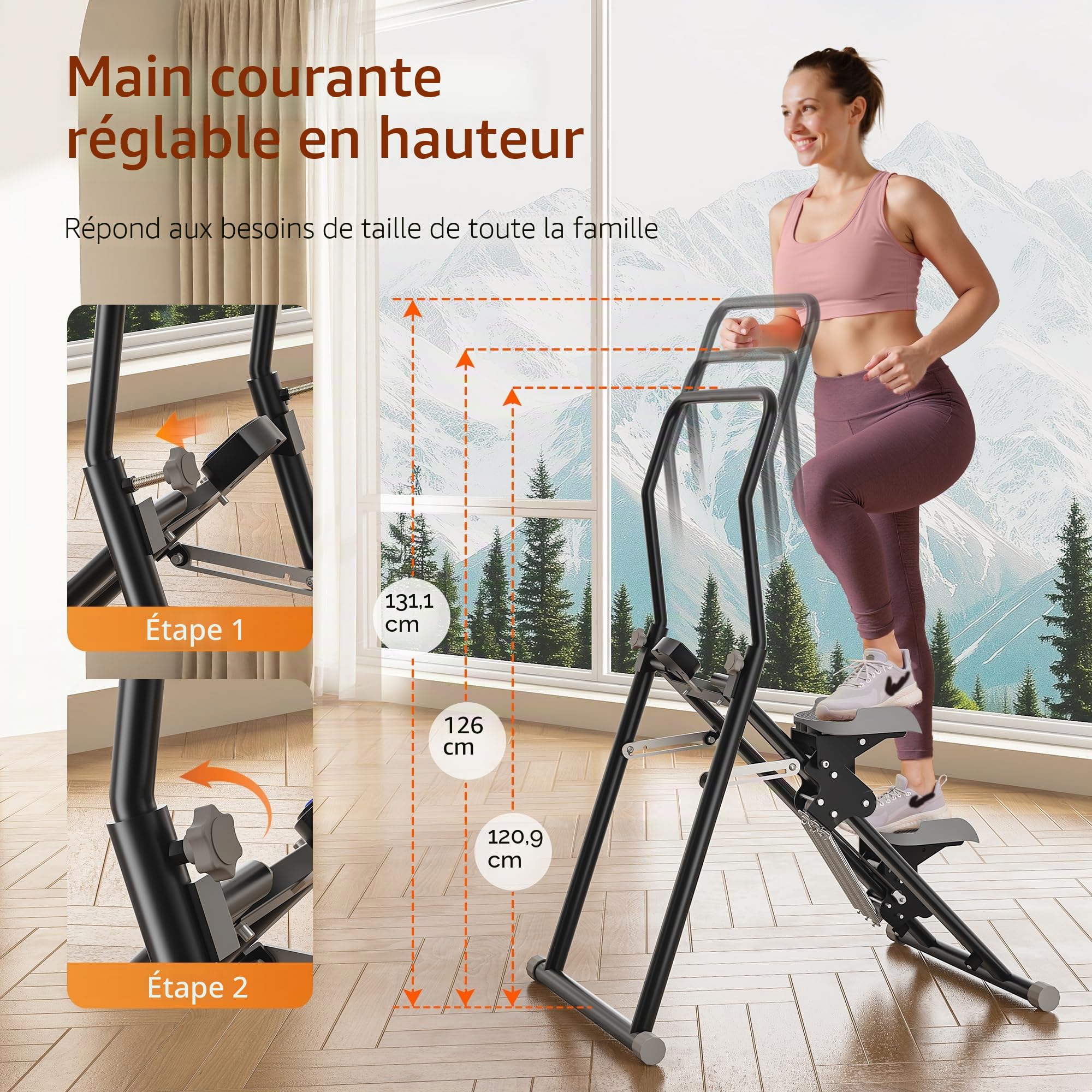 MOMODA Stepper d'escalade d'escalade Machine d'exercice avec résistance pour la Maison Cardi Exercice Pliable
