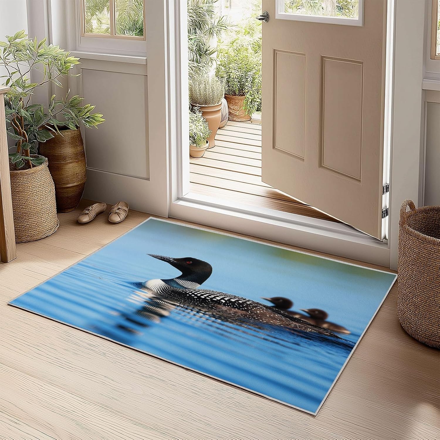 Washable Area Rugs 4' x 6' Living Room Carpet, Nature Photography Soft Non-Slip Rug Animals Ocean Birds for Bedroom Entrance Kitchen Nursery Low-Pile Floor Carpet Doormat