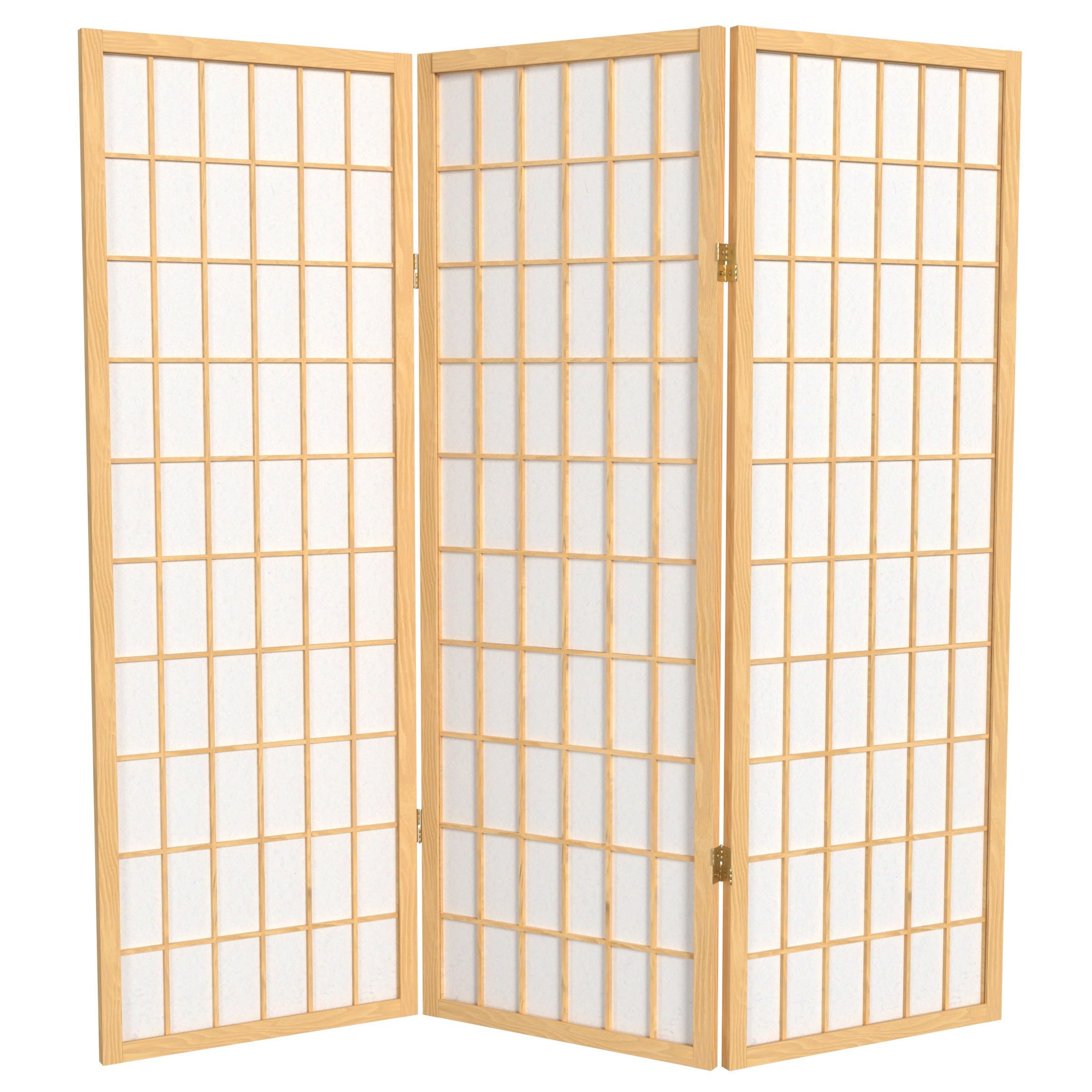 4 ft. Short Window Pane Shoji Screen - Natural - 3 Panels