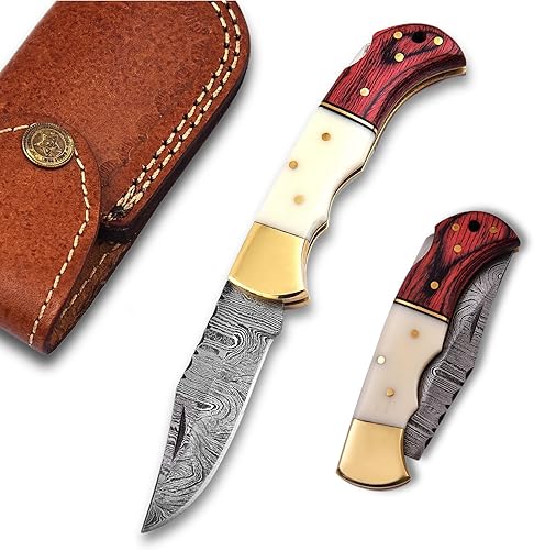 Cuchillo de bolsillo, cuchillo de acero de Damasco, cuchillo de bolsillo para hombre, cuchillo de bolsillo de Damasco, cuchillo plegable hecho a