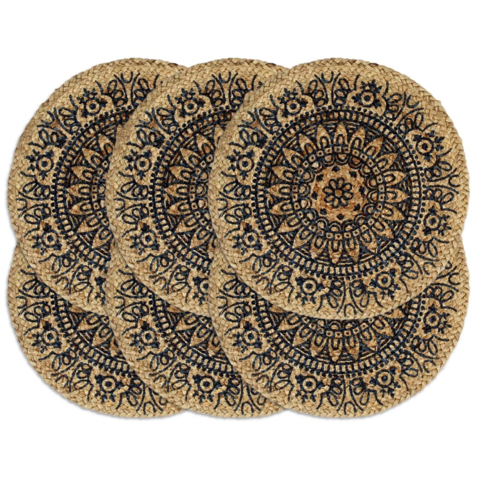 Mantel Individual 6 Unidades Redondo Yute Azul Oscuro 38 cm manteles Individuales Lavables salvamanteles Individuales Antimanchas