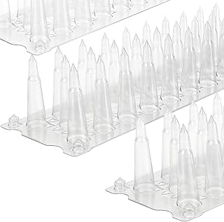 Blosail 34 Feet (Cover 10.36m) Premium Clear PVC Bird Spikes, Extended Base and Higher Spikes to Keep Birds, Pigeons, Cat...