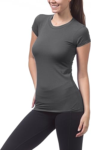 Vista 4 de Pro Club Camiseta de manga corta con cuello redondo para mujer, Grafito